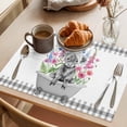thumbnail image 3 of Farm Animal Placemats Set of 6, Gray Shower Cap Tub Funny Calf Cow Farmhouse Floral Non-Slip Place Mats Washable Table Mats for Kitchen Dining Table Decorations Indoor/Outdoor, 3 of 9