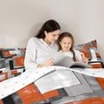 thumbnail image 4 of Manfei Modern Fashion Artwork Bedding Comforter Set 7 Pieces, Abstract Ombre Full Bedding Set, Square Geometric Reversible Fitted Sheet Flat Sheet, Breathable Home Decor, 4 of 7