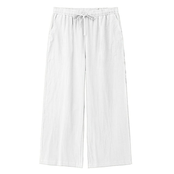hotojiny Big and Tall Mens Casual Pants Elastic Waist Drawstring Loose Fit Trousers Solid Color Summer Beach Pants with Pockets