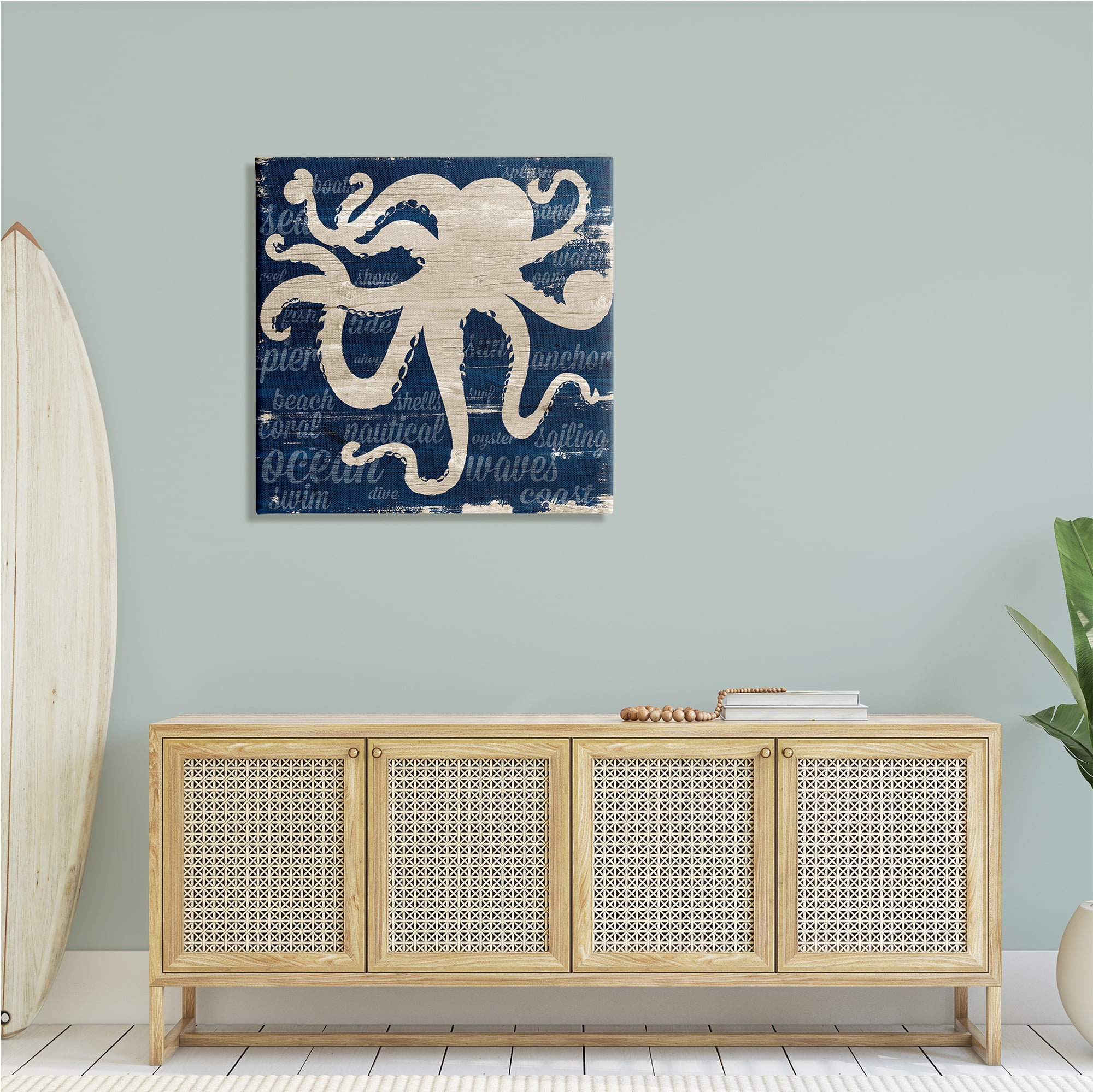 Stupell Industries Nautical Rustic Octopus Aquatic Animal Beach Fun Phrases, 30 x 30, Design by Gina Ritter