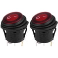 thumbnail image 1 of Botón de interruptor LED, 2 piezas de interruptor basculante de palanca redondo LED rojo, botón de enganche redondo E/S, interruptor automático para automóvil y barco, 12 V, 20 A, 3 pines, 1 of 5