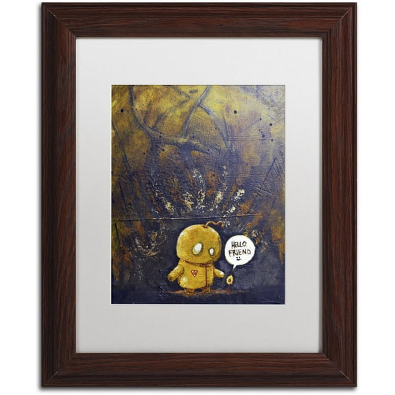 Trademark Fine Art 'Hello Friend' Canvas Art by Craig Snodgrass, White Matte, Wood Frame