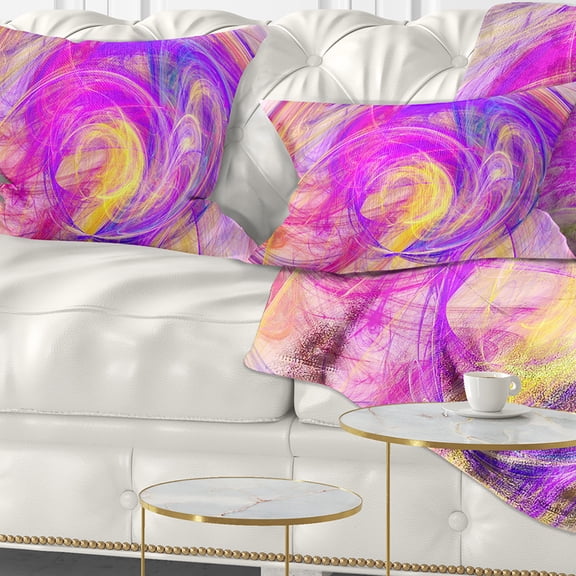 Designart Purple Mystic Psychedelic Texture - Abstract Throw Pillow - 12x20