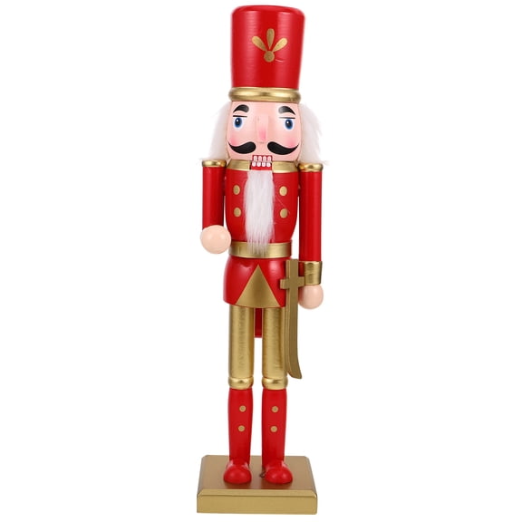OULII Red Wooden Nutcracker for Christmas Decor Timeless Holiday Figurine