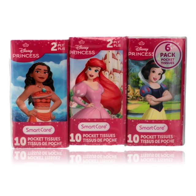 Paquete de 6 pañuelos Disney Princess con 10 pañuelos de bolsillo