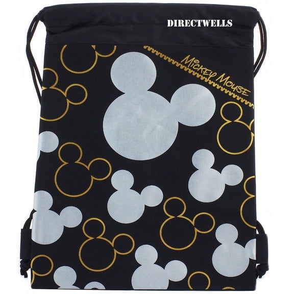Mickey Mouse Character Licensed Black Silver Drawstring Bag