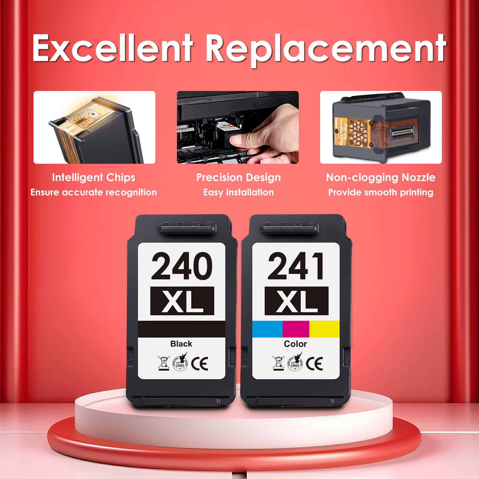 240XL 241XL Compatible for Canon Ink 240 and 241 XL Combo for PIXMA MG3620 MG3600 Printer (2 Pack)
