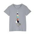 thumbnail image 2 of piuwrlz Summer Short Tops Sleeve Shirts for Girls Printed Tops Cotton Undershirts Gray Size 9 Years, 2 of 5