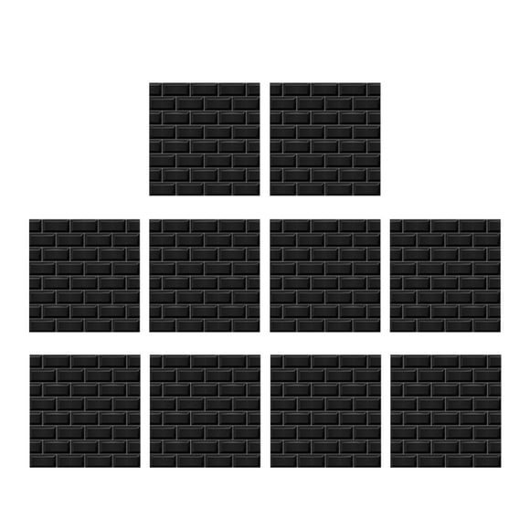 PAMINGONO 10Pcs Black PVC Backsplash Tile Stickers Removable Self Adhesive Wall Sticker for Kitchen and Bathroom