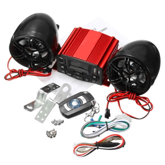 BXO 12V 4 Channel UTV ATV Motorcycle Bluetooth Speakers MP3 Music Player Sound Audio Stereo Amplifier System Aux in USB FM Radio Motorbike Speaker