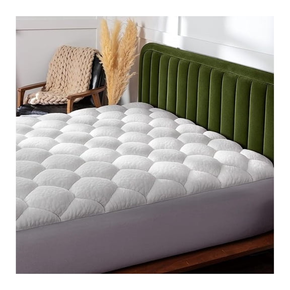 Twin XL Fiberfill Pillow Top Mattress Topper Pad - Soft Overstuffed Premium Support - Extra Long Quilted Temperature Smart Viscose from Bamboo - Deep 18" Pocket for Secured Fit