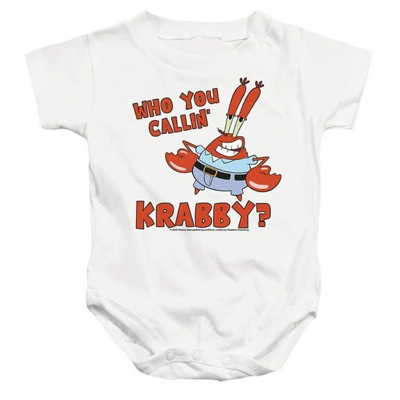 Spongebob Who You Callin Krabby Unisex Infant Snap Suit for Baby (24 Months) White