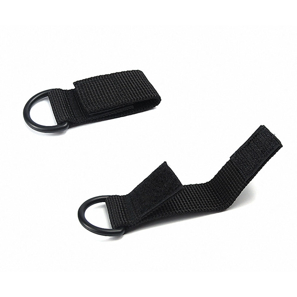 2pcs Black Tactical MOLLE Strong Webbing Belt Strap with D-Ring Hook & Loop