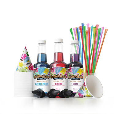 Hawaiian Shaved Ice 3 Flavor Fun Syrup and Accessories, 16 oz