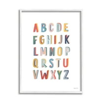 Stupell Industries Simple Alphabet Block Letters Symbols Design Graphic Art White Framed Art Print Wall Art, 24x30, by Kyra Brown