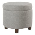 thumbnail image 1 of HomePop Round Transitional Wood and Fabric Storage Ottoman in Light Gray, 1 of 8
