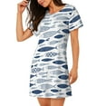 thumbnail image 3 of Lafuoo Blue Fish Pattern Women's Short-sleeved Nightdress, Knee-length Pullover Nightgown, Summer Home Wear-X-Large, 3 of 8