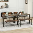 thumbnail image 3 of Giantex Space-saving Dining Table Set for 4, Industrial Rectangular Table w/ 2 Chairs, 1 Bench, Storage Racks, 3 of 10