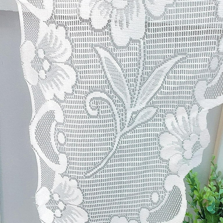 Short Kitchen Valances and Curtain Set, Privacy White Linen Swag