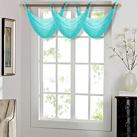 Turquoise Valances For Windows K36 TURQUOISE 1-PC Solid Voile Sheer WATERFALL Valance Window Treatment With 2 Grommets On Top 55