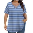 thumbnail image 1 of Tops de Manga Corta de Tamaño Más de las Mujeres, Blusas de Cuello en V Impresas de Verano de Moda para Uso Casual, Diario Y de Fiesta, 1 of 8