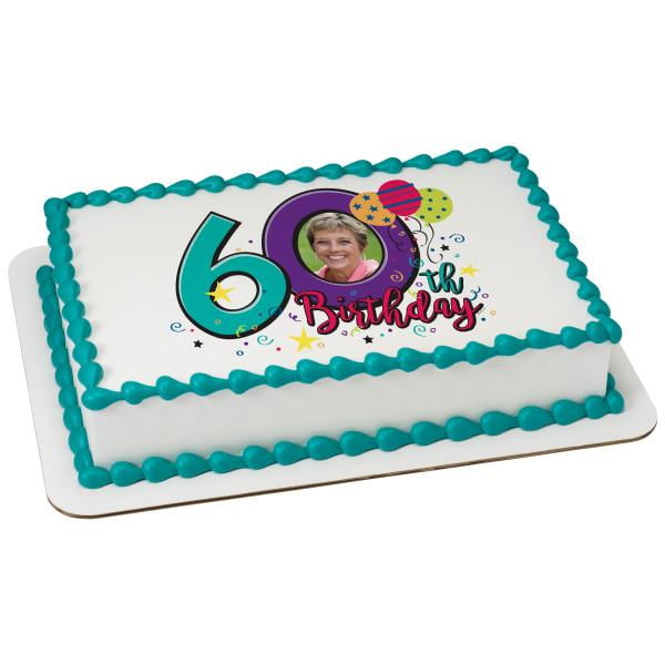 Happy 60th Birthday Edible Cake Topper Image Frame