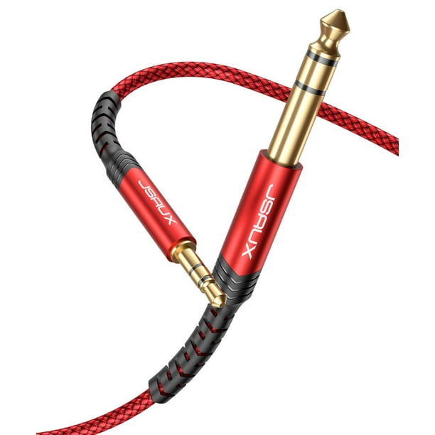 Cable de audio JSAUX de 6,35 mm 1/4 macho a 3,5 mm 1/8 macho, 6 m, rojo