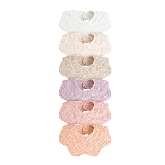 TELOLY Muslin Baby Bibs 100% Cotton Absorbent Bandana Drool Bibs for Teething and Drooling, 6-Pack for Baby Boys & Girls