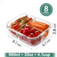 thumbnail image 2 of 8 Pack Glass Meal Prep Containers 3 Compartment, 36oz Glass Food Storage Containers with Lids, Airtight Glass Lunch Bento Boxes, BPA-Free & Leak Proof (8 lids & 8 Containers) - Purple, 2 of 10