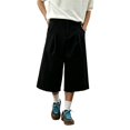 thumbnail image 6 of Migroa Men's Baggy Wide Leg Casual Shorts Mens Capri Pants Men’S Linen Pants Pleated Dress Business Elastic Waist Summer Shorts with Pockets Black L, 6 of 6