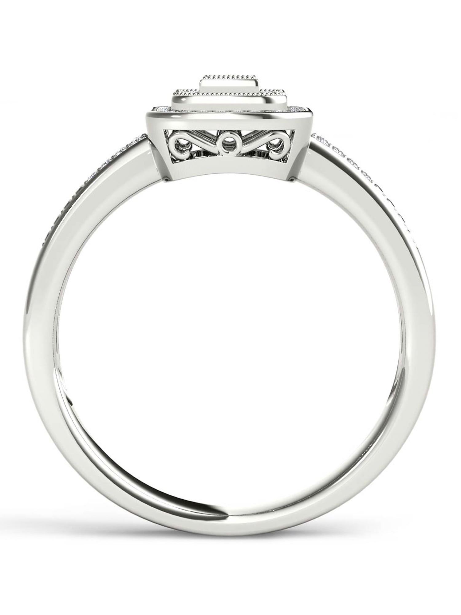1/6 Carat T.W. Diamond Double Halo Cluster 10kt White Gold Engagement Ring