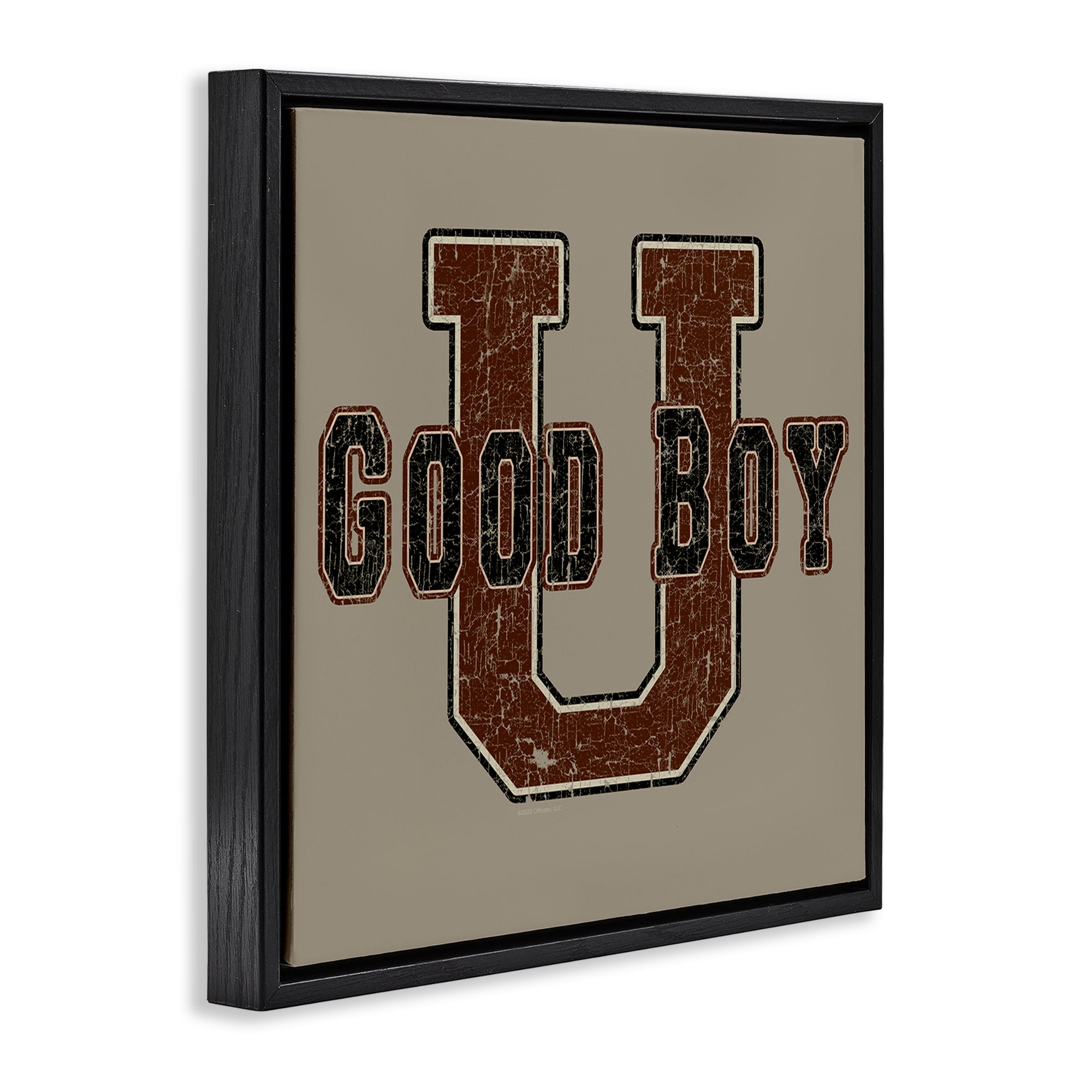 Stupell Industries Good Boy U Vintage Novelty & Humor Painting Black Floater Framed Canvas Art Print Wall Art, 25 x 25