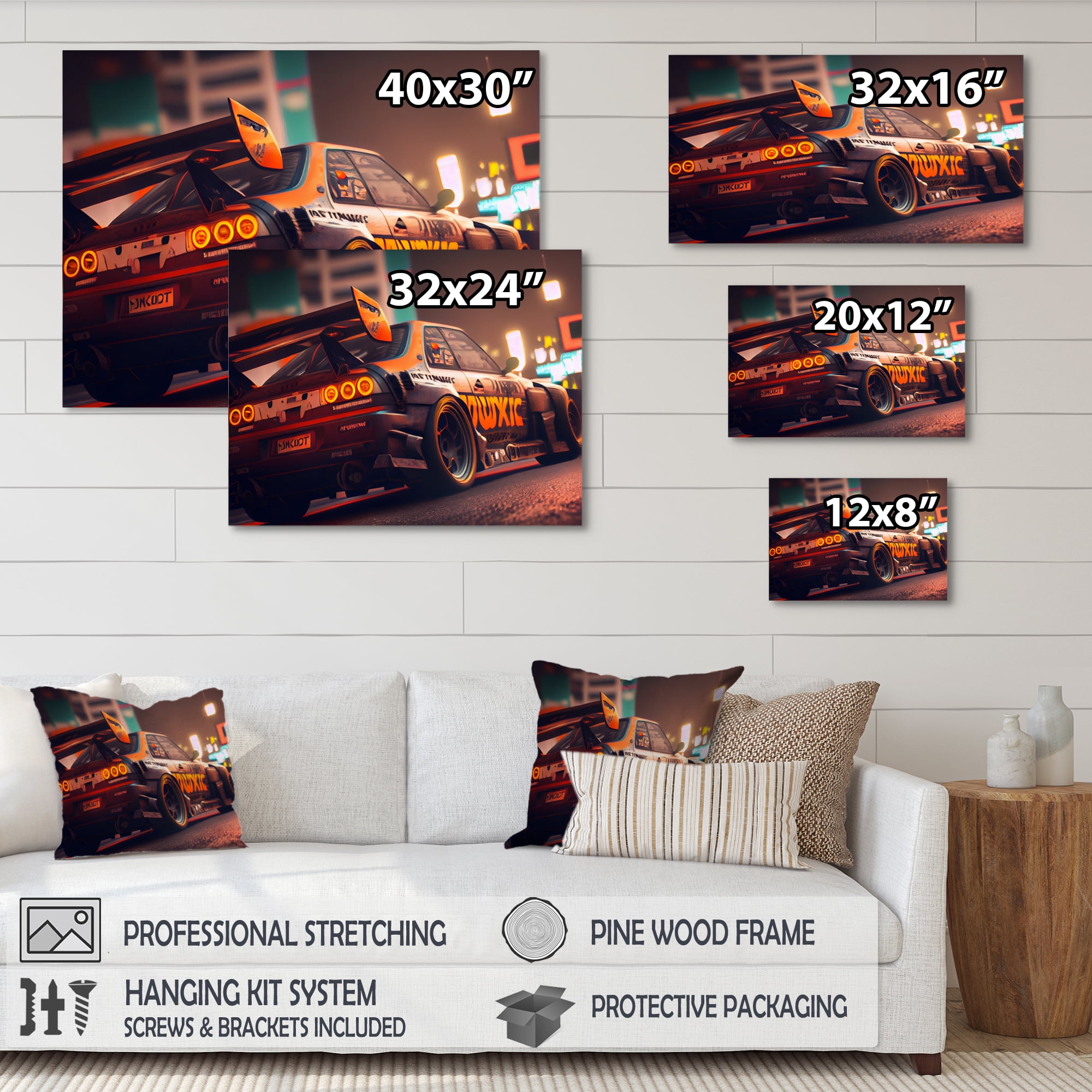 Designart Tunning Car Drifting In Toyko V Canvas Wall Art