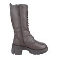 thumbnail image 4 of Forever Women Mid-Calf Combat Army Style Boots Lace Up Side Zipper Lug Sole Dark Brown 7, 4 of 5