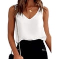 thumbnail image 2 of Top sin mangas para mujer,Camisola con cuello en V Camisola con cuello en V de satén Top para mujer Eficiencia maximizada, 2 of 6