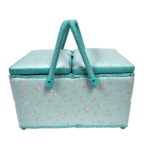 Dual Lid Field Rose Sewing Basket