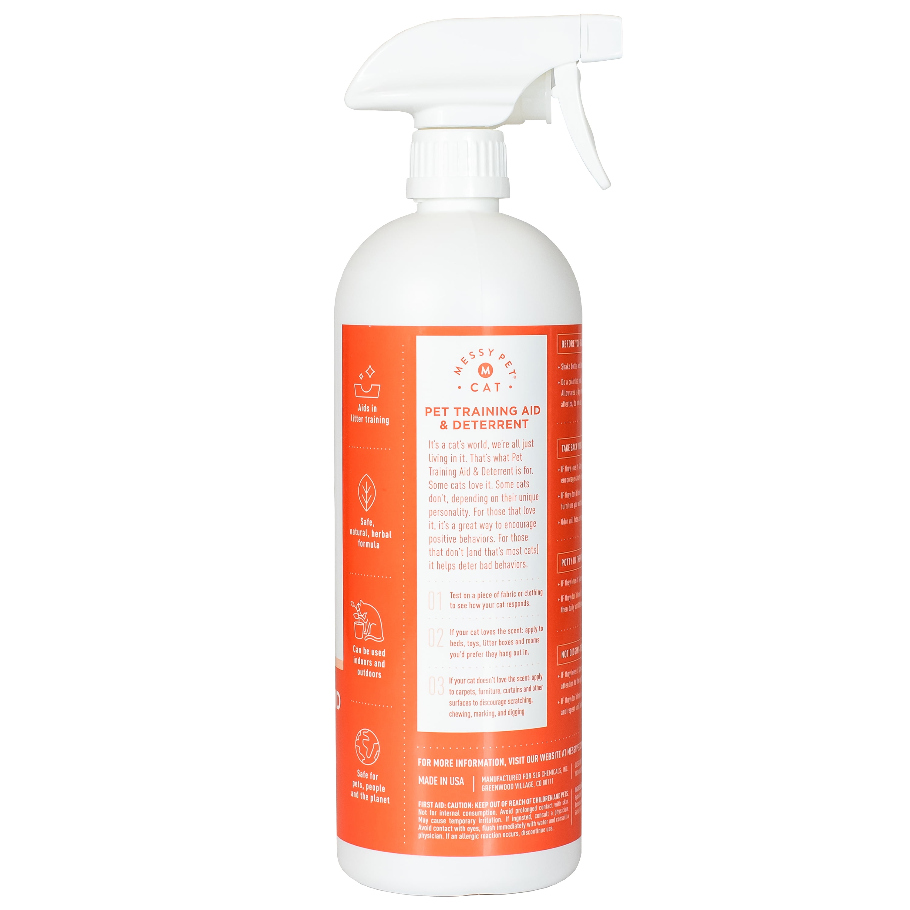 Messy Pet Training Deterrent Spray Helps Stop Scratching, Other Bad Cat Behaviors: Peeing, Marking - 27 oz
