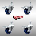 thumbnail image 2 of 3.5 Inch SS Solid Poly 3/8 Inch Threaded Stem Caster Set Total Lock Brake SCC, 2 of 2
