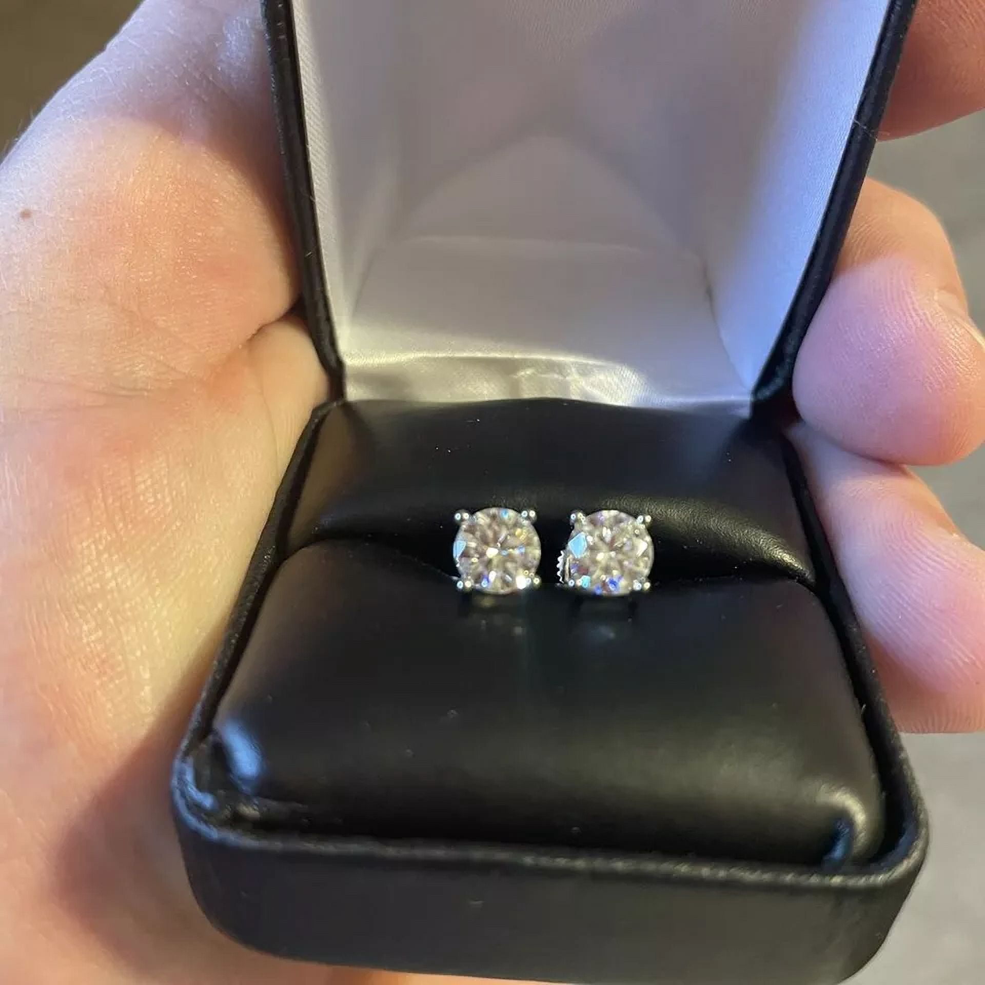 "1 Ct Moissanite Screw Back Solitaire Stud Earrings | GRA Certified D/VVS1 | 925 Sterling Silver | 5MM"