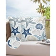 thumbnail image 6 of Pack of 2 Outdoor Pillow Covers, Summer Ocean Blue Khaki Coral Starfish Seashells Seaweed Waterproof Square Throw Pillowcase Cushion Decorative Pillow Covers for Couch Patio Tent, 18x18 in, 6 of 6