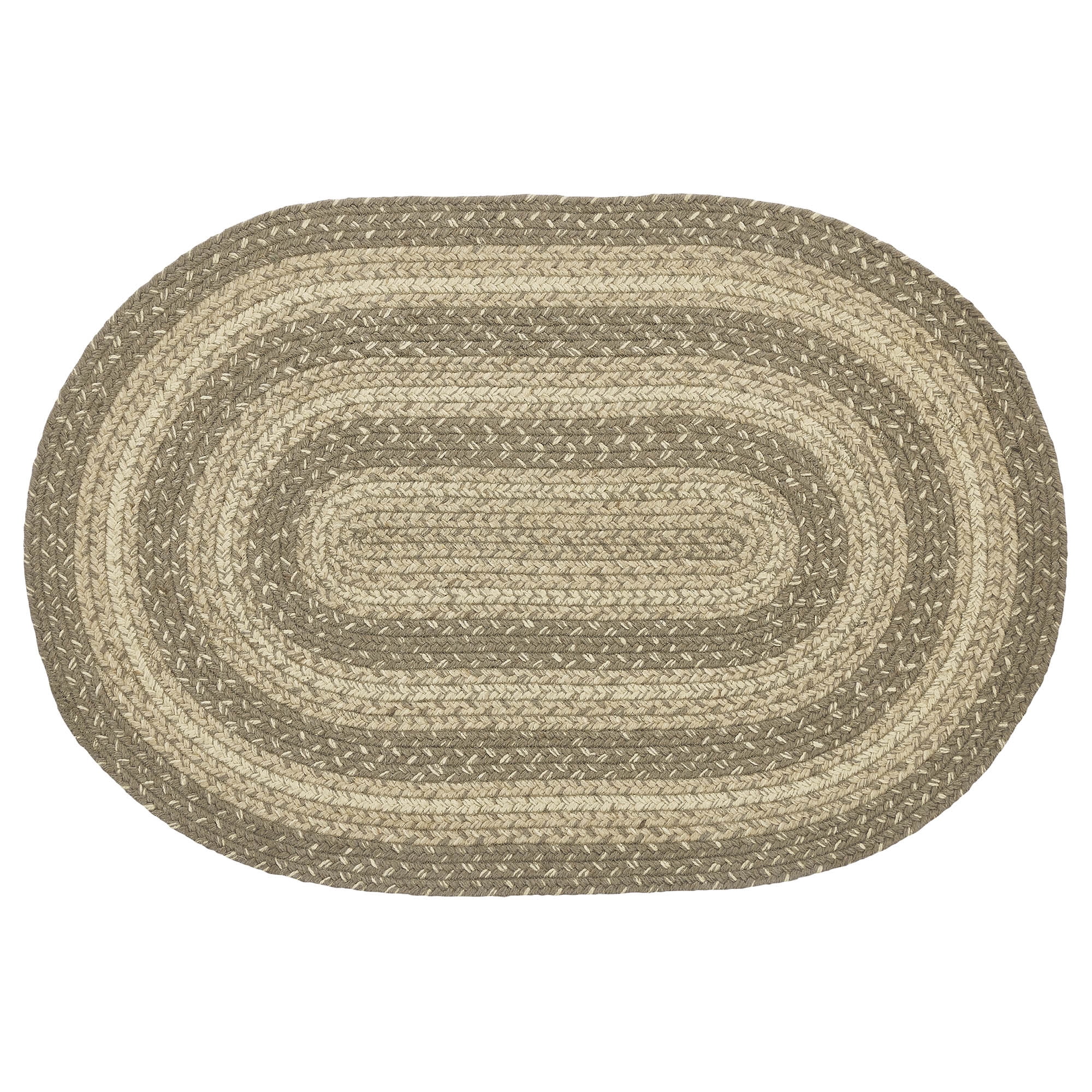 VHC Brands Cobblestone Rug with PVC Pad, Jute Blend, Oval, Tan Grey White, 20x30 inches