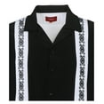 thumbnail image 2 of 9 Crowns Men's Modern Fit Short Big & Tall Sleeve Guayabera Button Down Shirt (5XL, Black/White), 2 of 3