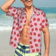 thumbnail image 3 of Wukai Hand Drawn Strawberry Men's Hawaiian Shirt Short Sleeve Casual Button Down Summer Beach Aloha Shirt Tropical Print Holiday Party, 3 of 8