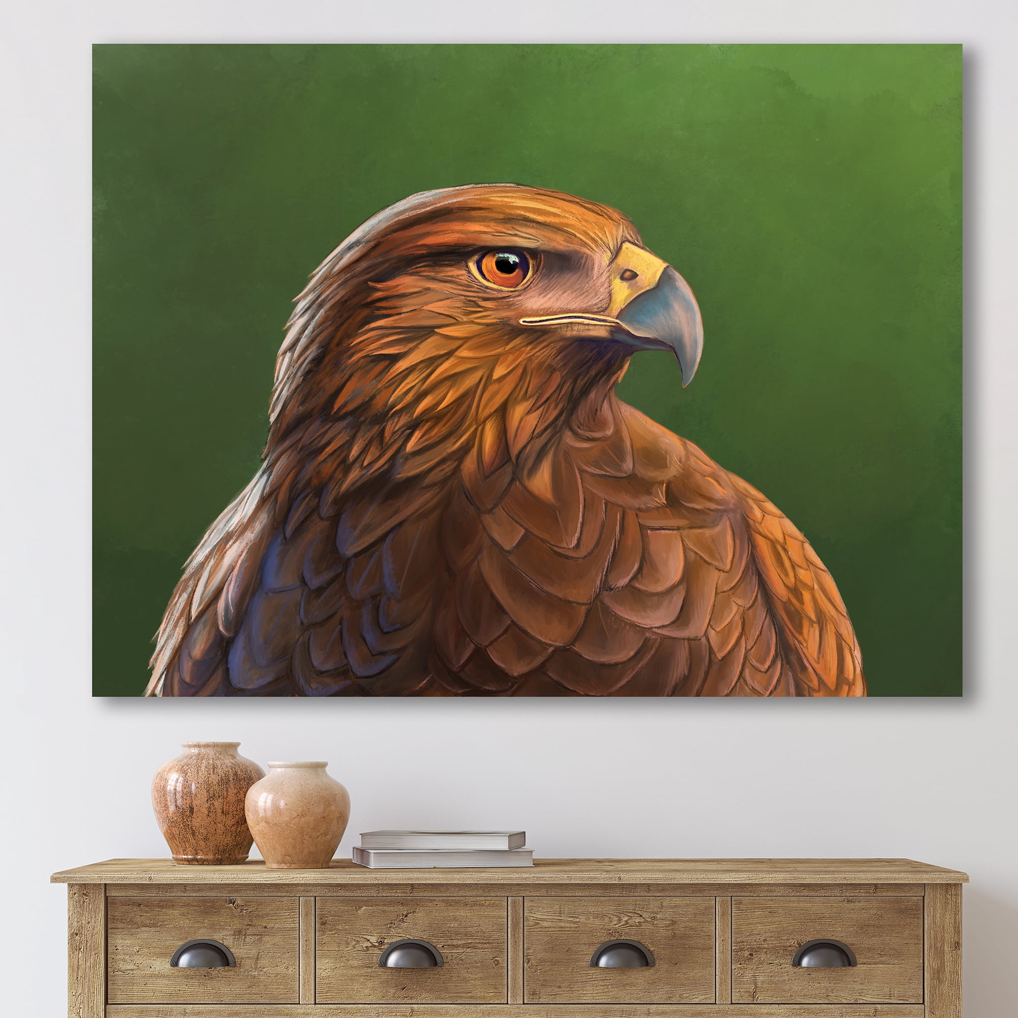 Designart ' Close UP Of Harris Hawk Bird ' Traditional Canvas Wall Art Print