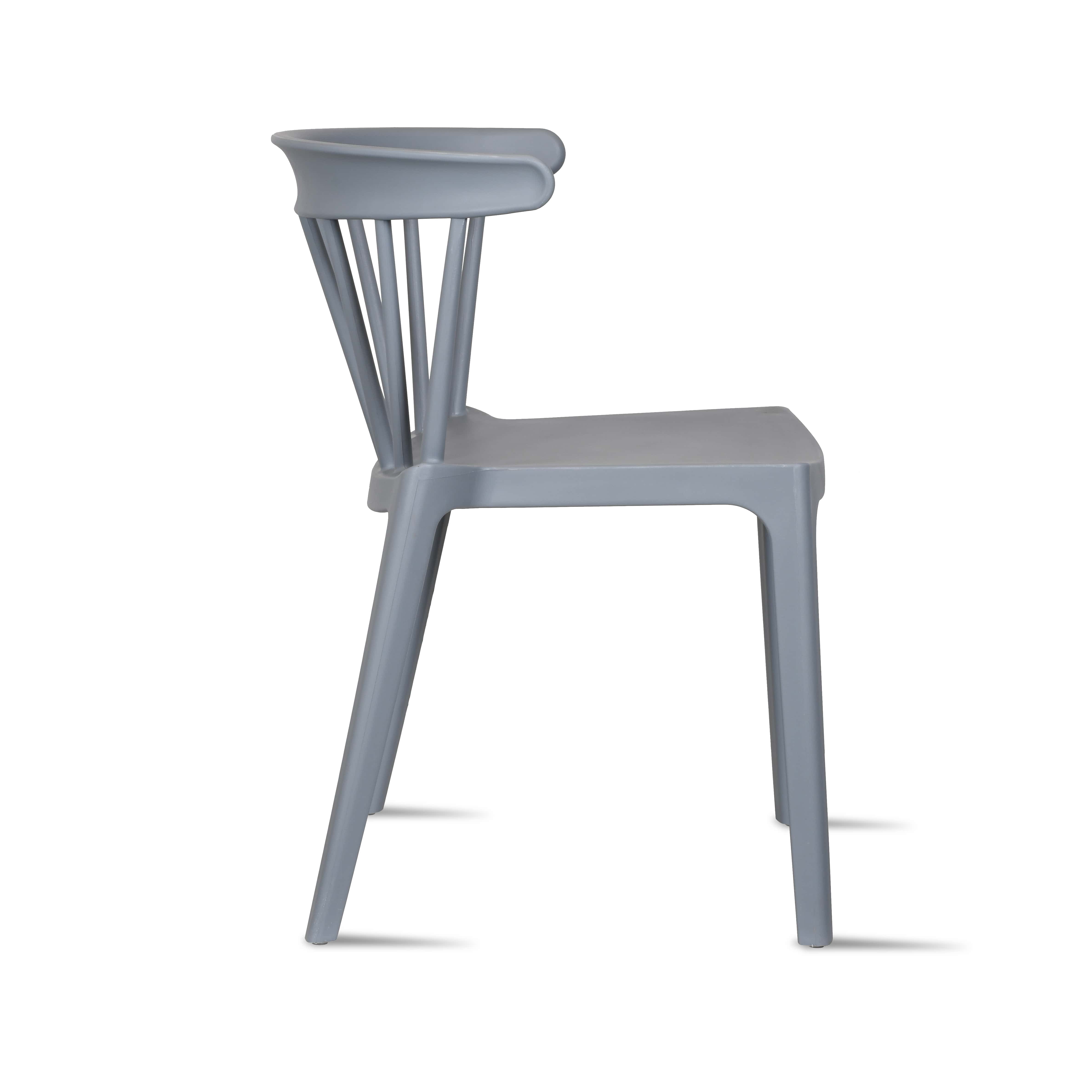 Modern Dining Elbow Side Chair Molded Plastic Indoor and Outdoor Stackable Slat Back Patio Chair, Gray, Set of 1, 1 piece