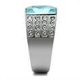 thumbnail image 4 of High polished (no plating) Stainless Steel Ring with Synthetic Synthetic Glass in Sea Blue for Women Sea Blue Stone Color Style TK394 Size 7, 4 of 4