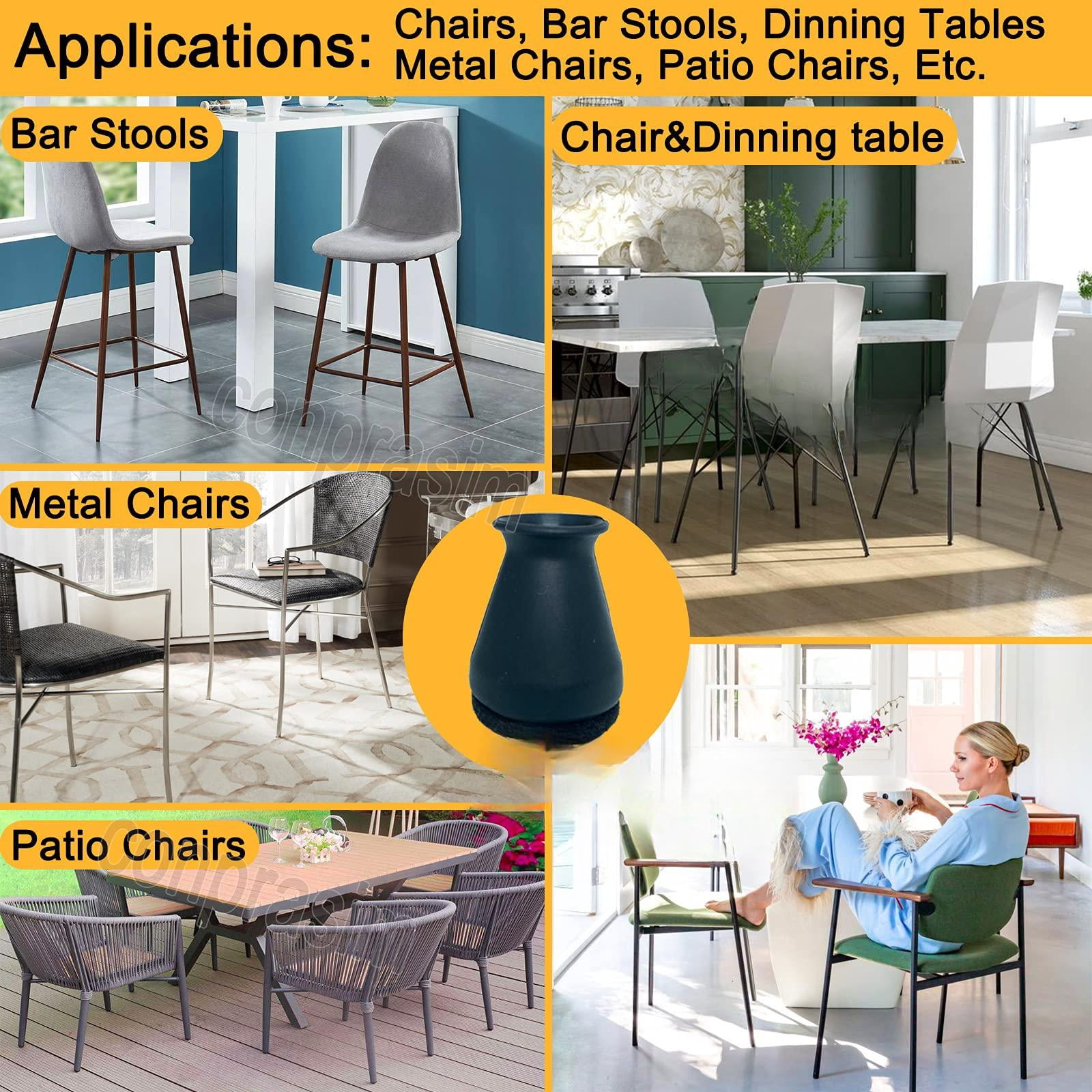 Extra Small Silicone Chair Leg Floor Protectors With Felt  Fit 19/32" To 15/16" Glide Caps Silicon Furniture Feet Cover Bottom Slide Protect Hardwood Floors No Noise 8