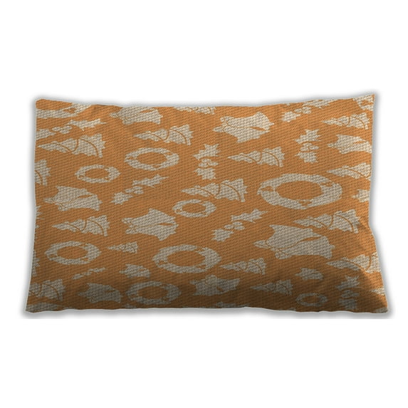 Ahgly Company Patterned Outdoor Rectangular Neon Orange Lumbar Throw Pillow, 13 inch by 19 inch