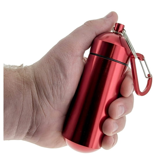Jumbo Aluminum Waterproof Storage Capsule with Carabiner