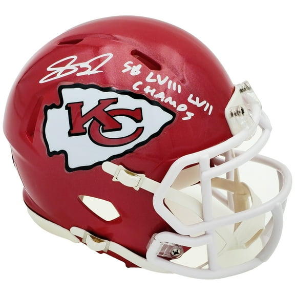Skyy Moore Autographed Kansas City Chiefs Red Speed Mini Helmet "SB LVII LVIII Champs" Beckett BAS Witness 224838